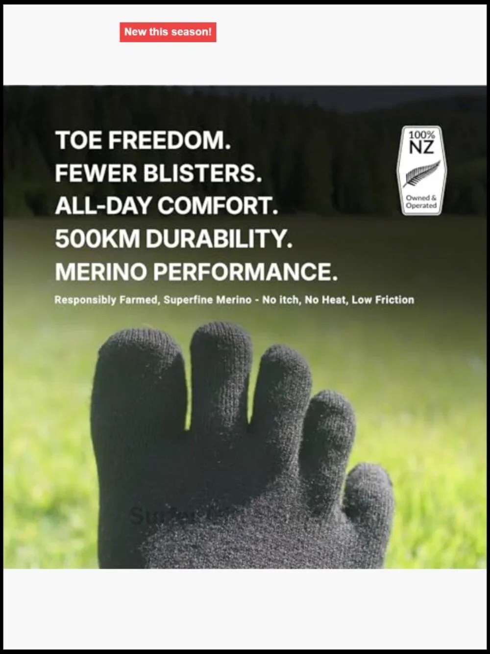 Creepers Anti-Blisters Merino Wool Toe Socks – Crew Length Running Hiking Unisex